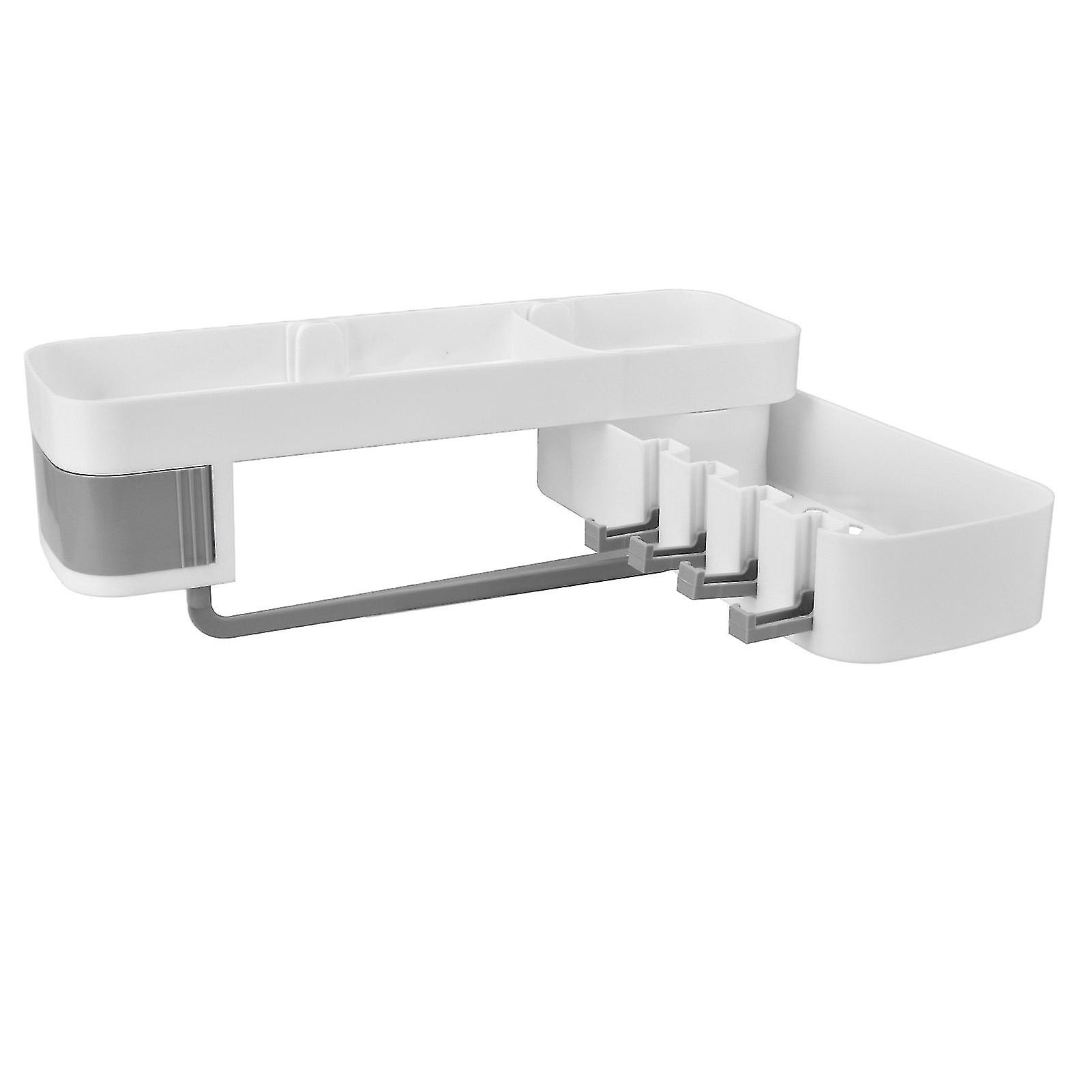 Bathroom Corner Rack 2-Layer 34x11x8cm White Grey Wall Mounted