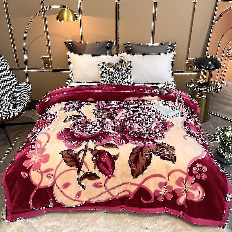 بطانية سماكة الشتاء طبقة مزدوجة راشيل المرجان الصوف بطانية لحاف