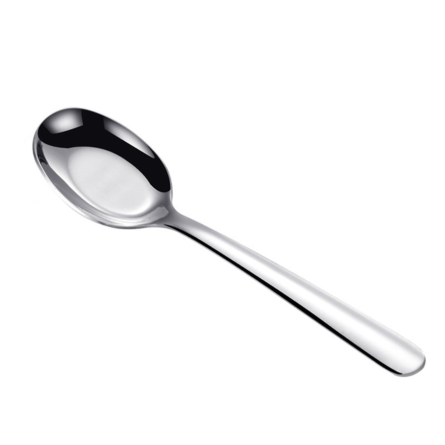 ZHOUBA Soup Spoon Extended Handle Mirror Polished Comfortable Grip Tableware Anti-scald Meal Spoon