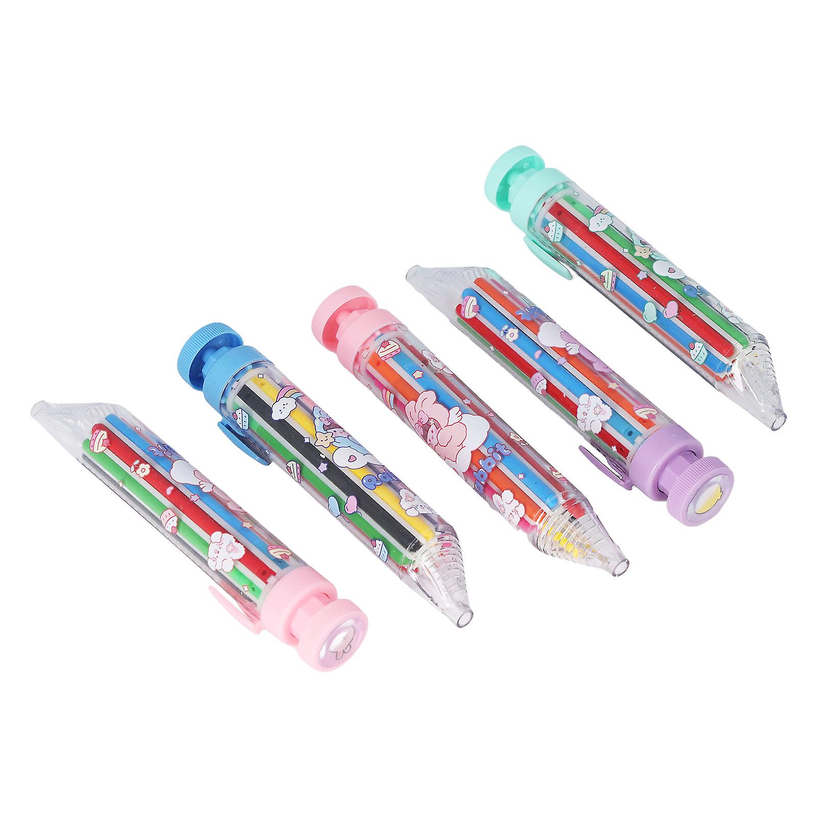 5 Pcs 8 Color Press Crayons Safe Bright Colors Simple Operation Refill Replaceable Colored Crayons for Children