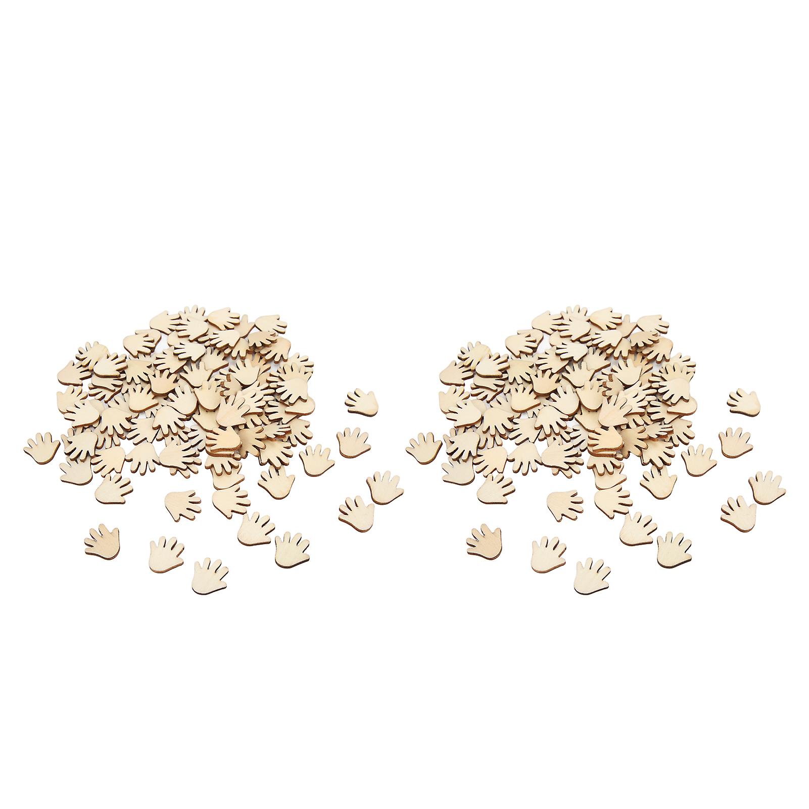 200Pcs DIY Palm Shaped Wood Chips Lovely Shape Smoother Surfaces Palm Shaped Wooden Paint Crafts for DIY Crafts Decor