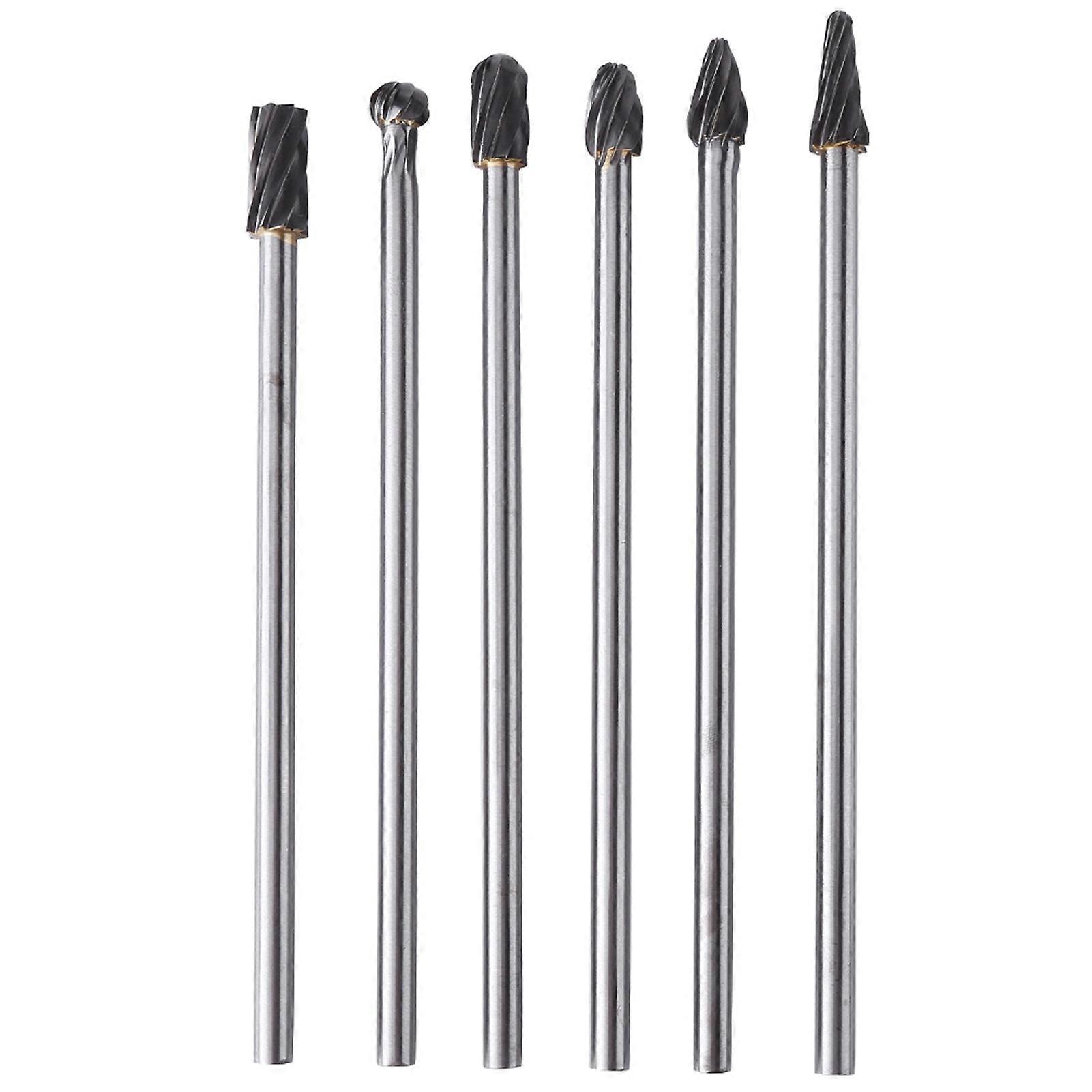 6pcs Tungsten Carbide Aluminum Rotary Files Burr Set 6mm Shank 10mm Cutting Diameter