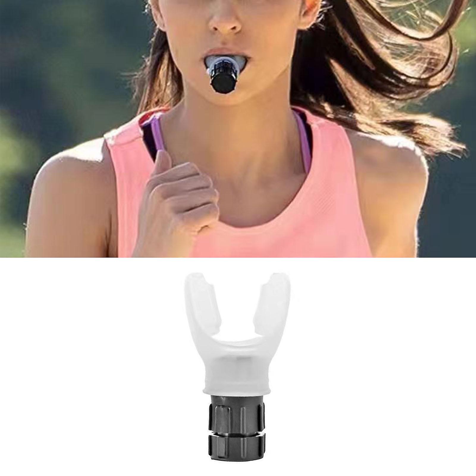 Portable Lung Exerciser Expander Device Lung Capacity Abdominal Breathing Exercise Trainer Adjustable Resistance with Silicone Mouthpiece White