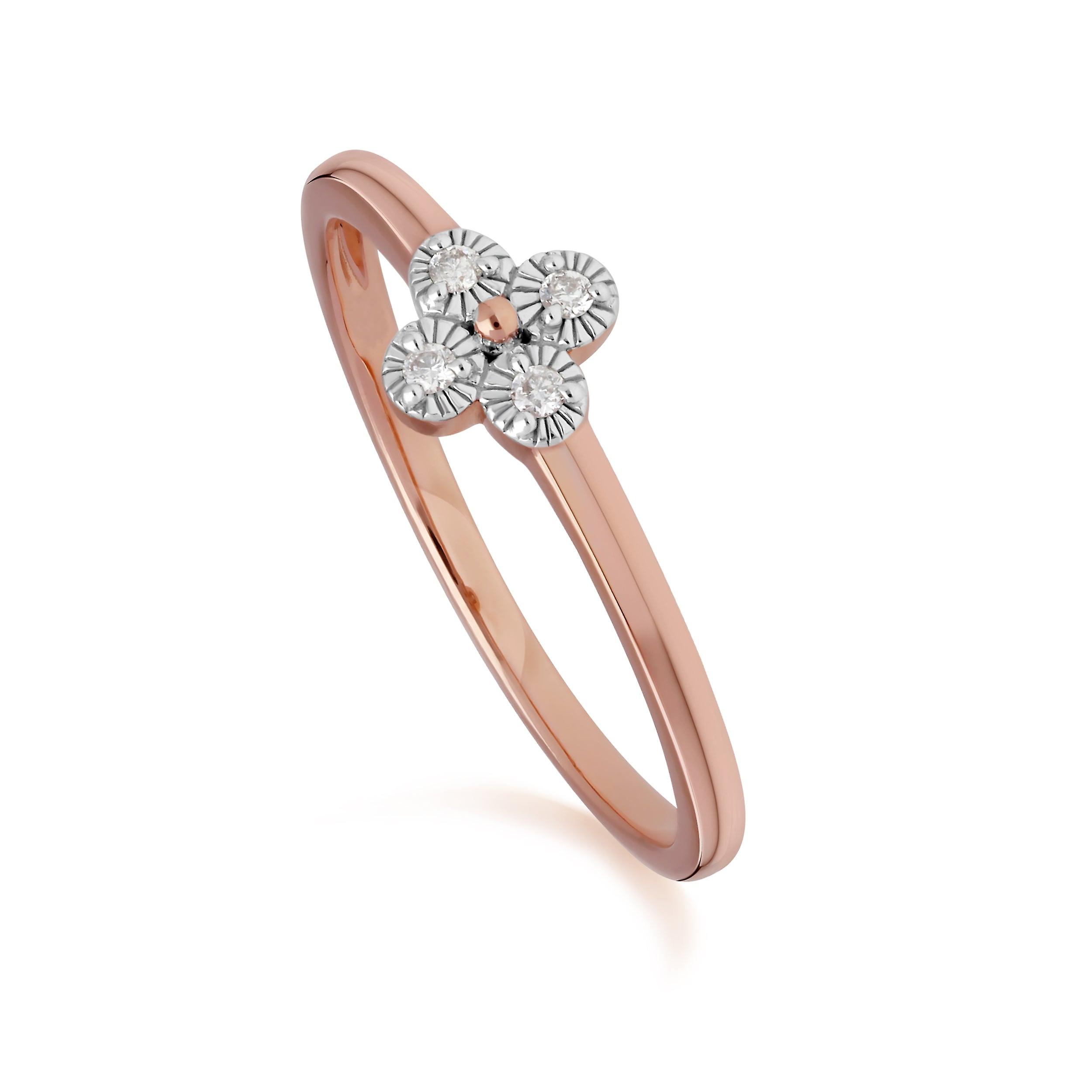 Diamond Flowers Ring in 9ct Rose Gold 191R0915019