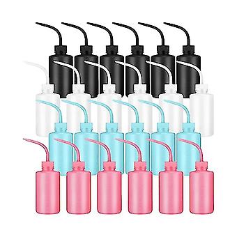 24 stk tatoveringsklemmeflaske, 250 ml / 8,5 oz labvaskeflaske fargerik plastsikkerhetsvannsprutflaske