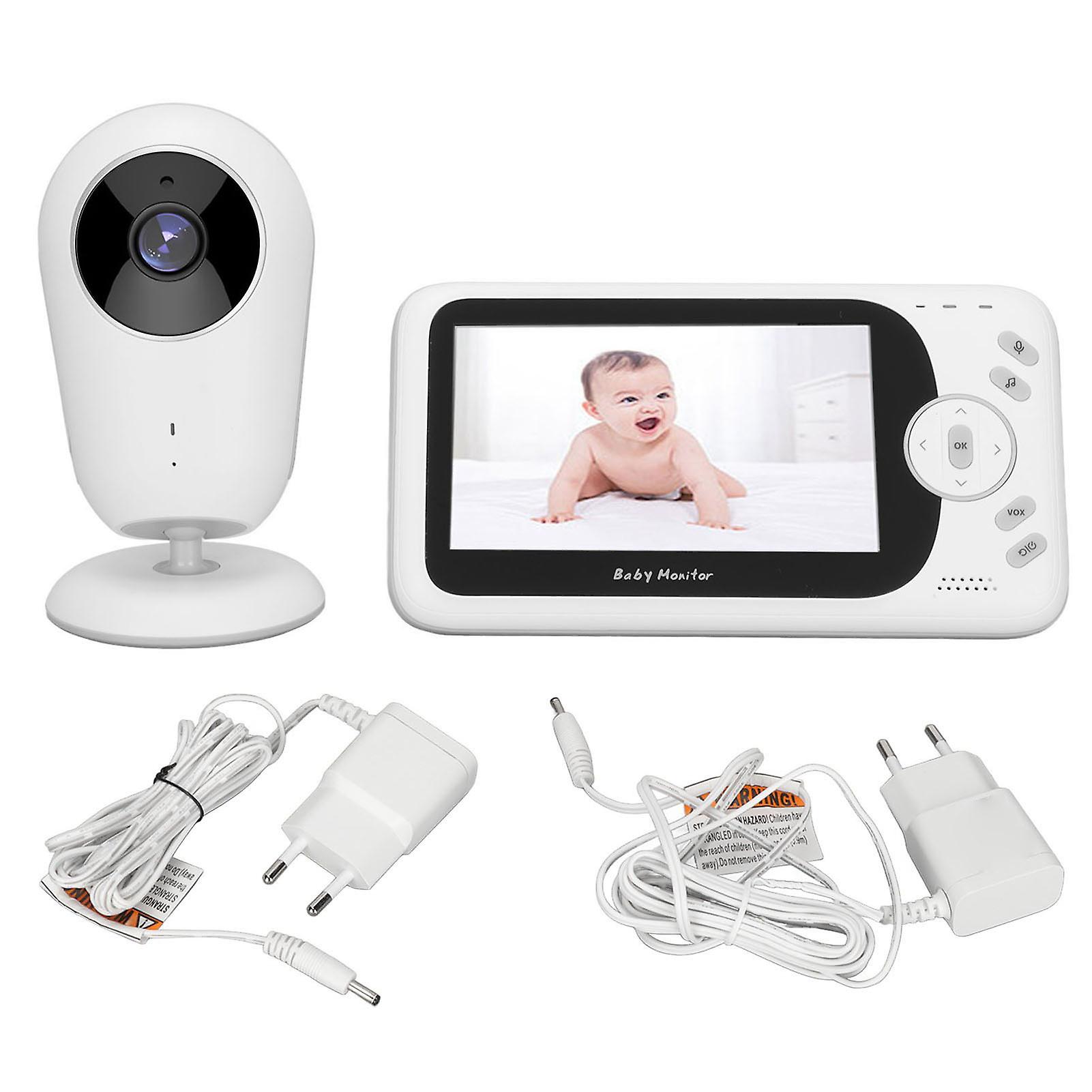 4.3in Video Baby Monitor with Camera Temperature Monitoring 2‑Way o Vox Mode 8 Lullabies for Infant Elderly EU Plug 100‑240V