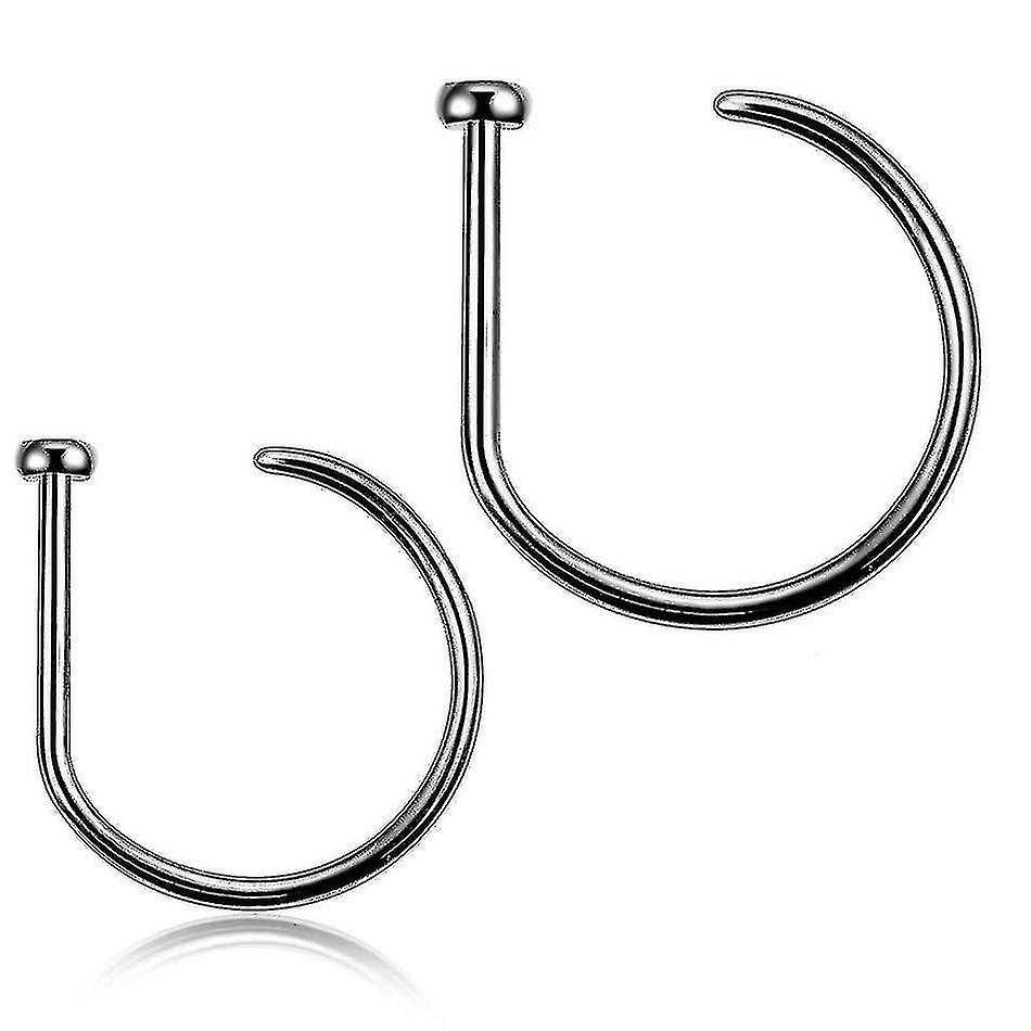 Titanium 20g D Shape Nose Hoop Nose Stud
