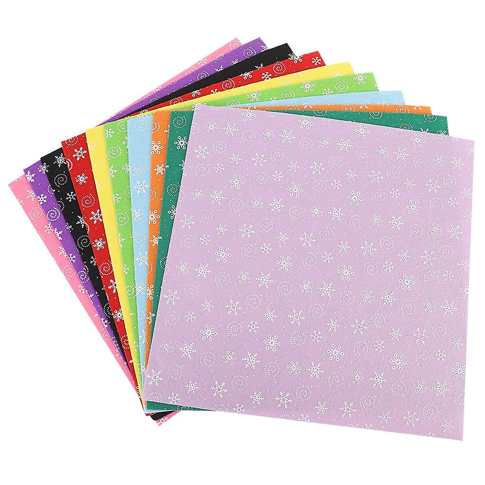 10Pcs Snow Pattern Handcraft Non woven Fabric Craft Square Sheet DIY Material (15*15cm)