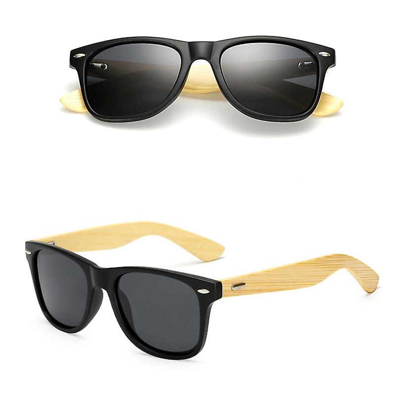 Stylish Bamboo Legs Sports Sunglasses Classic Polarized Glasses - Black/Grey