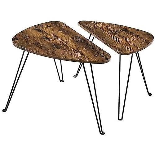 Rustic brown industrial hedge tables - set of 2