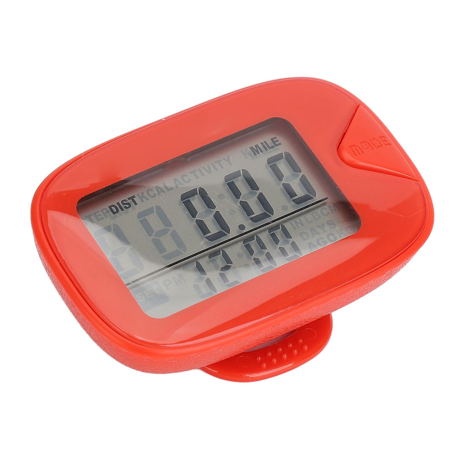 Walking Pedometer Red Large Display Step Counter CR-2032 Battery