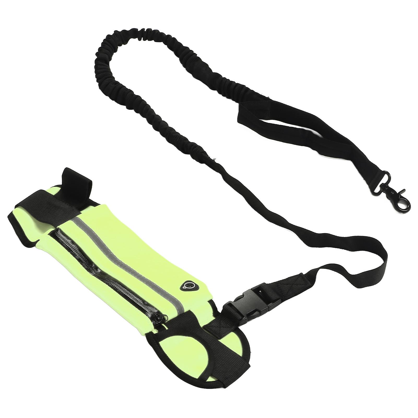 Hands Free Dog Leash Shock Absorption Reflective Dog Running Leash with Zippered Bag for Walking Jogging Running Fluorescent Green 