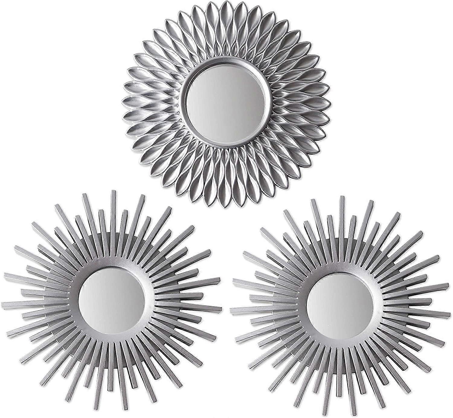 Wall Mirror 3 Pieces Round Mirror for Wall Decoration in Home, Silver Mirror for Decoration 25*25cm