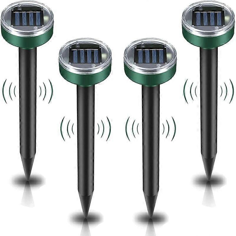 Solar Mole Repeller, 4 Pieces Ultrasonic Pest Repeller - Mole Control with IP65 Waterproof, Garden Mole Repellent Mole Repellent