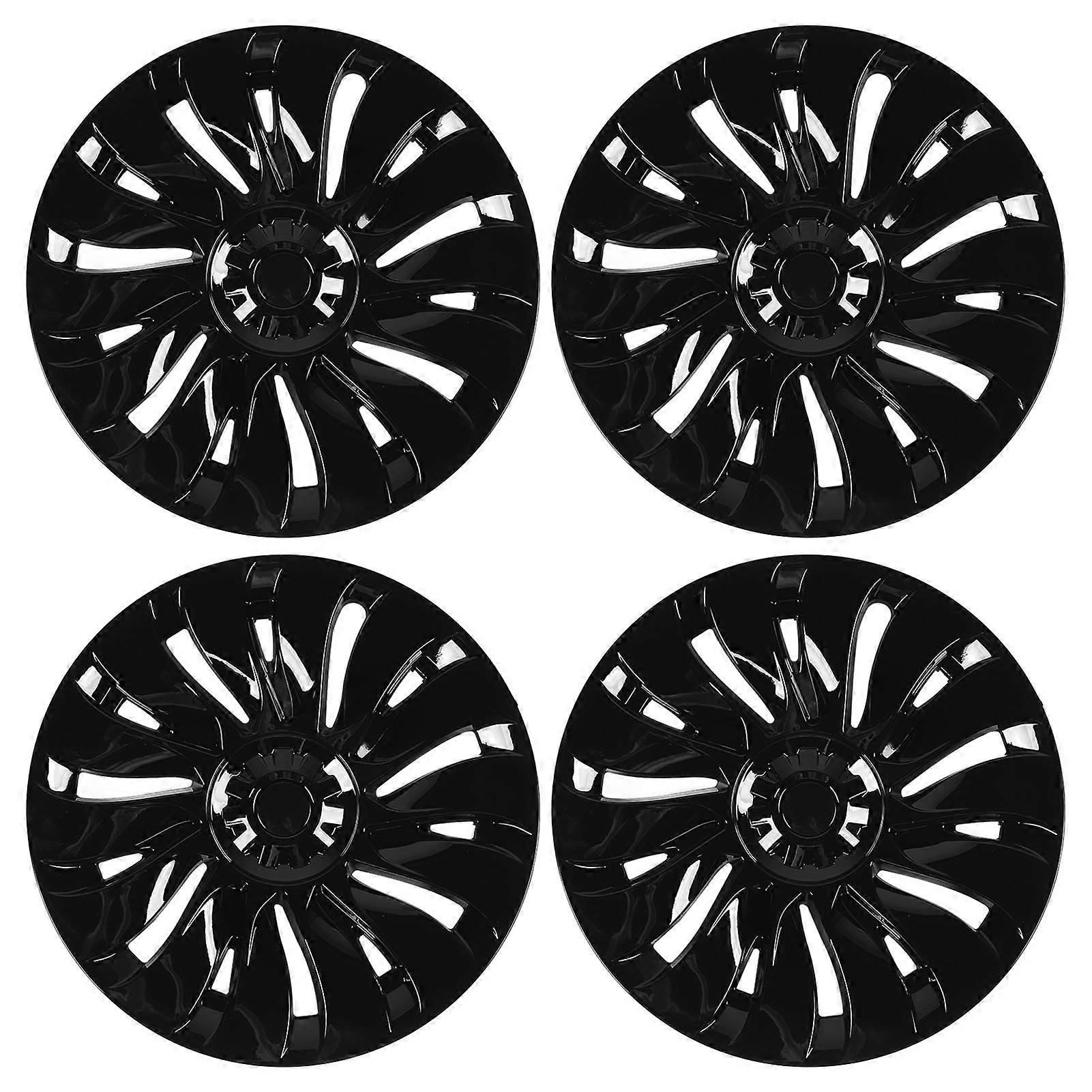 4Pcs Hubcap Wheel Covers Stylish High Protection Anti Scratch 19 Inch Wheels Hubcaps Replacement for Tesla Model Y 2020 to 2023 Glossy Black E2U312