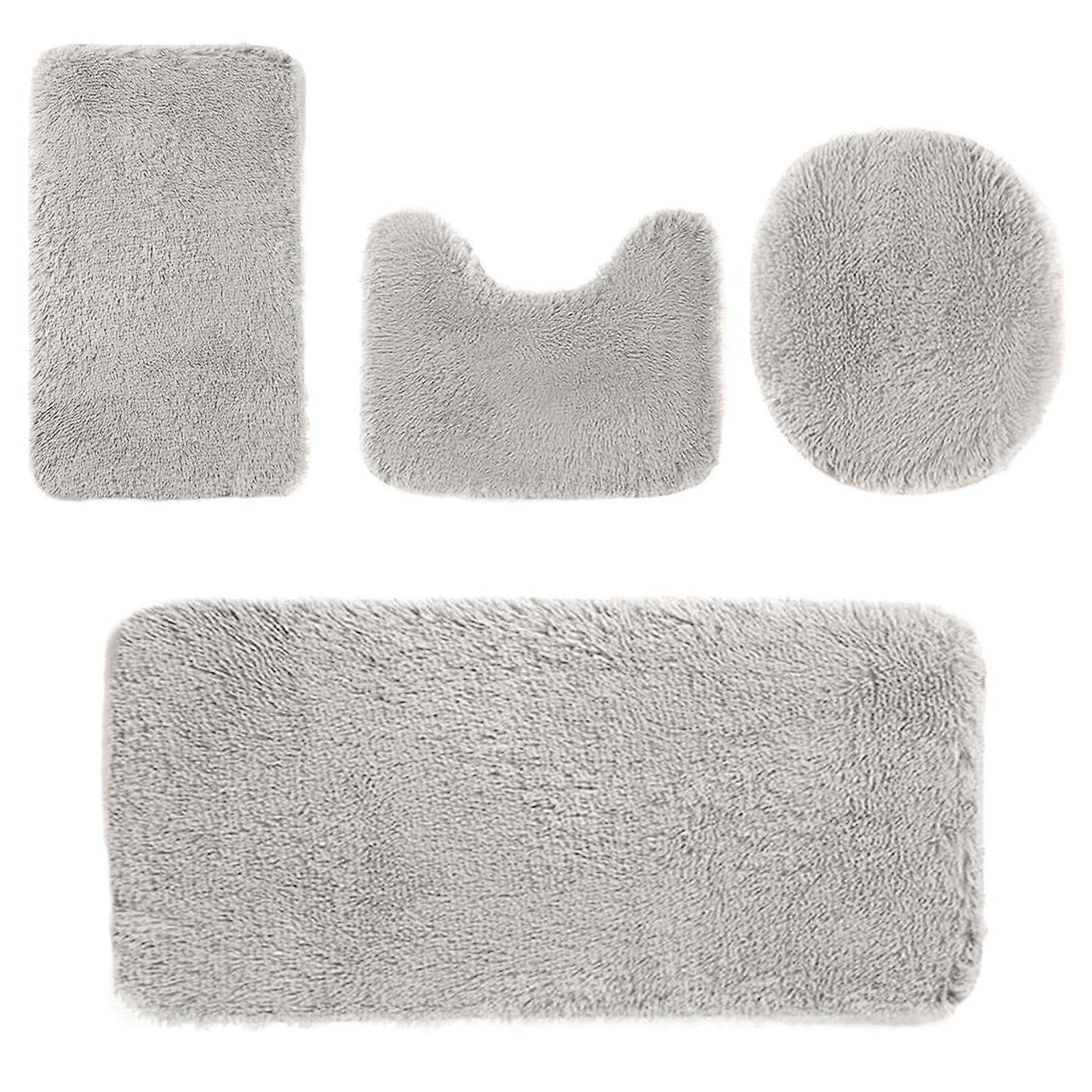 Solid Color Bath Mats  4 Set Bathroom Rugs For 4 Pcs Toilet Mats Universal Soft Comfortable Water Absorption Non-Slip Thick Machine Washable Easier To