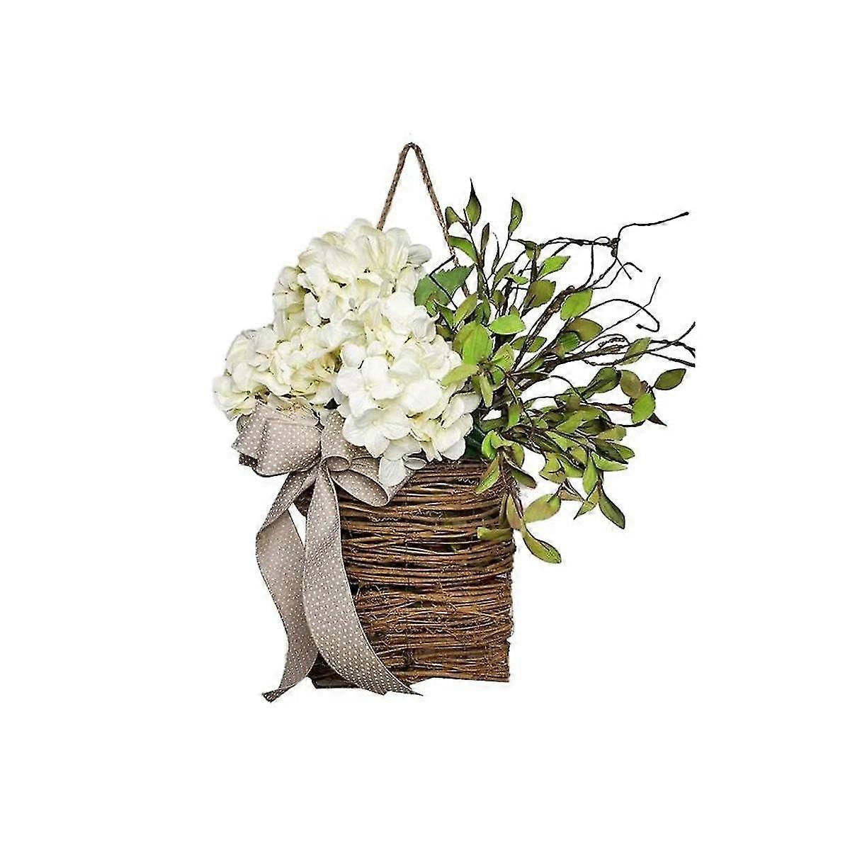 per la corona del cesto appeso della porta dei fiori selvatici primaverili, segno di benvenuto primaverile per il giorno di pasqua, decorazione della porta d'ingresso