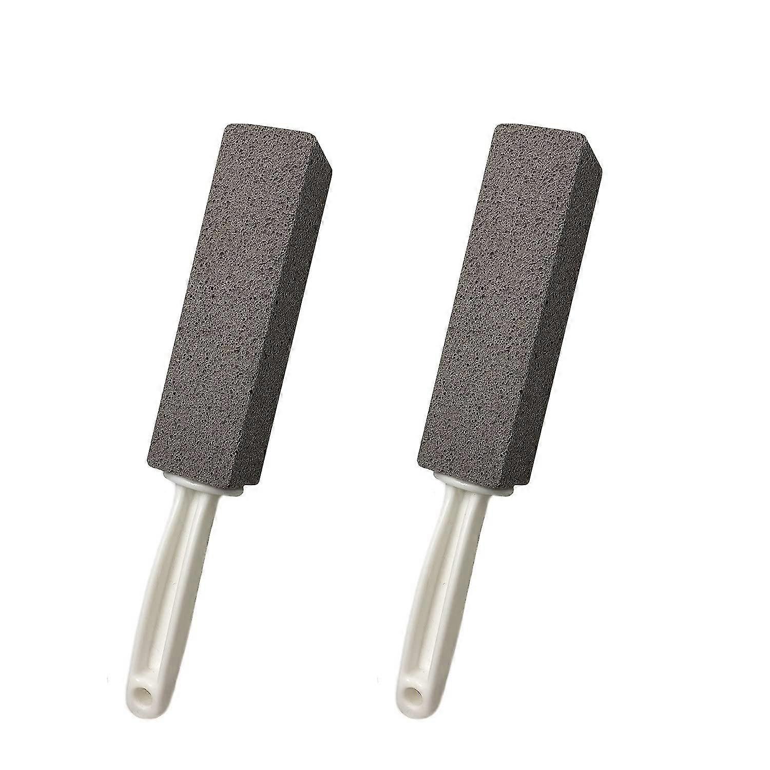 2 Pack Cleaning Pumice Stones with Handle, Toilet Bowl Cleaning Brush with Long Non-Slip Plastic Handle for Kitchen/Bath/Pool/Household Cleaning