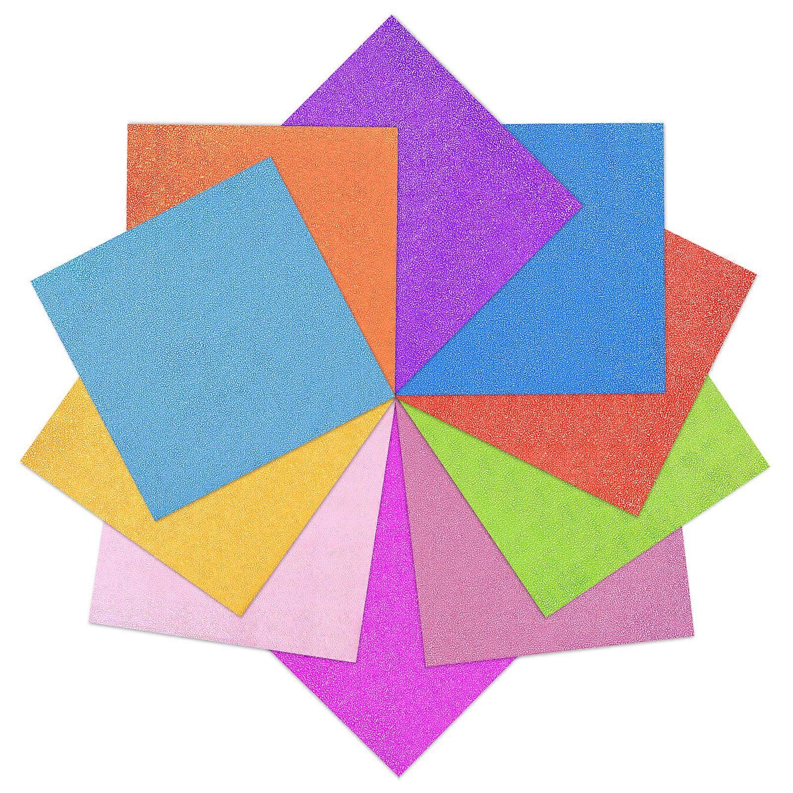 100 Sheets Origami Iridescent Papers Glitter DIY Craft Paper Handcraft Paper Colorful Glitter Paper