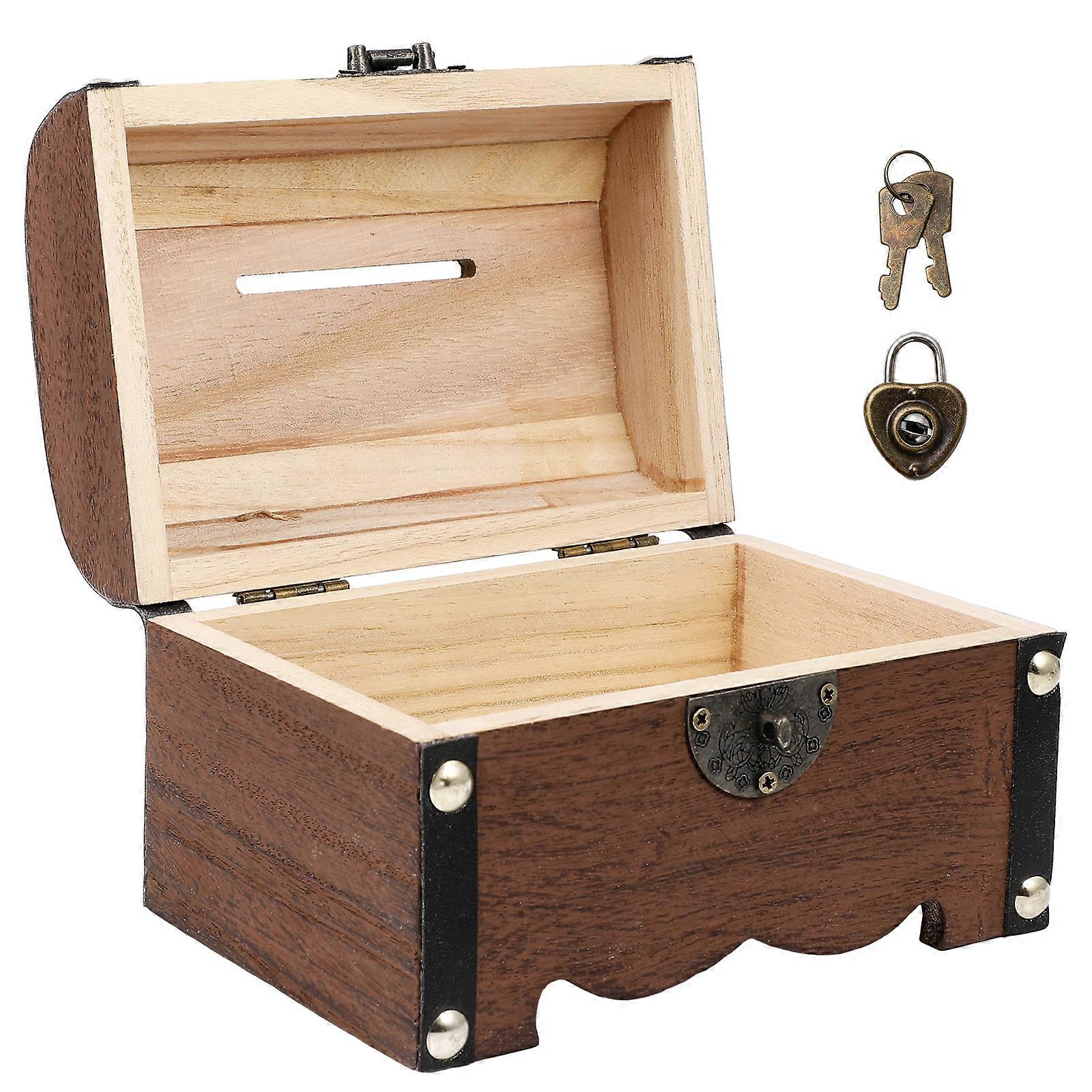 Vintage Treasure Storage Box Piggy Bank Organizer Saving Box Case With Lock For Home