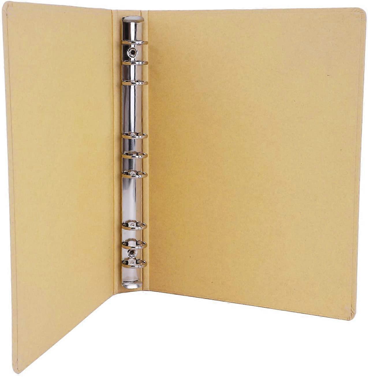 Blank A5 Kraft Paper Hardcover 6-Holes Round Ring Binder Protector