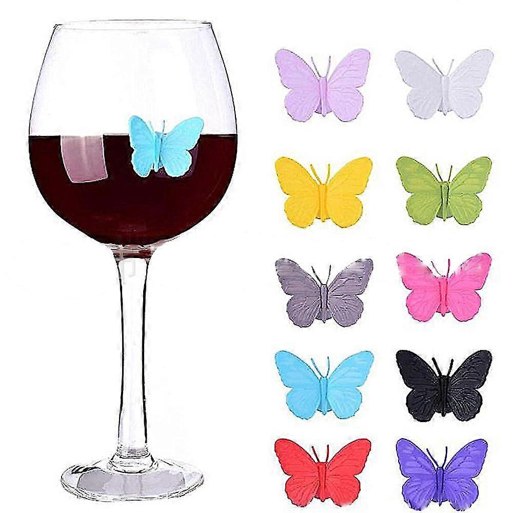 Wine Glass Markers Set of 10 Silicone Drink Glass Charms Wine Charm Tags with Suction Cup
