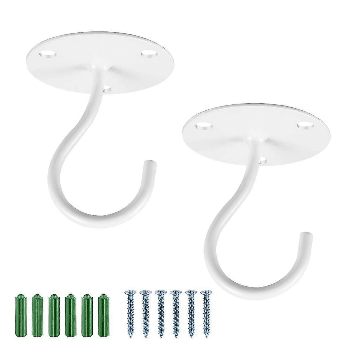 Yardwe 2 Pcs Overhead Hooks Cabinet Wardrobe Hooks Porch Lantern Mosquito Net Ceiling Hooks Small Elephant Trunk Shaped Hooks (white)