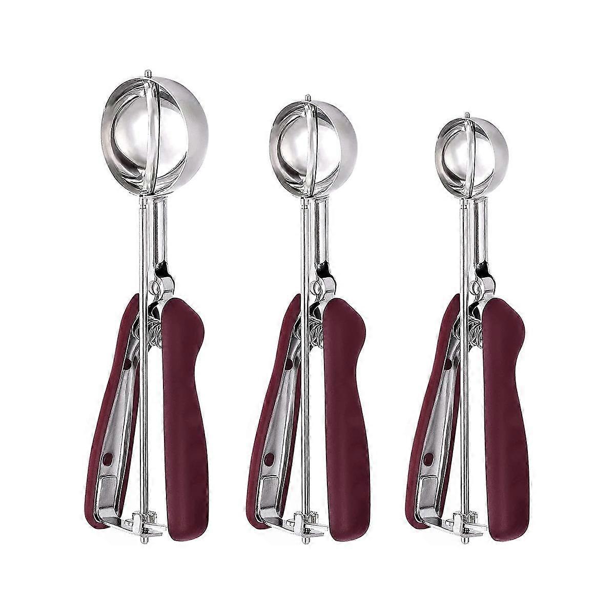 Cookie Scoop for Baking Set of 3, Ice Cream Scoop Stainless Steel, Cookie Dough Scoop, Cupcake Scoop, Meatball Scoop