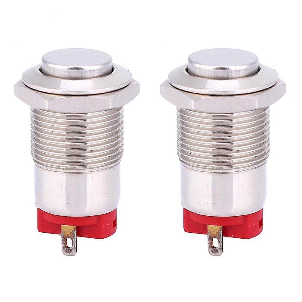 2Pcs Metal Push Button Switch 2 Pins Latching Waterproof Electronic Supplies 12mmHigh Flush