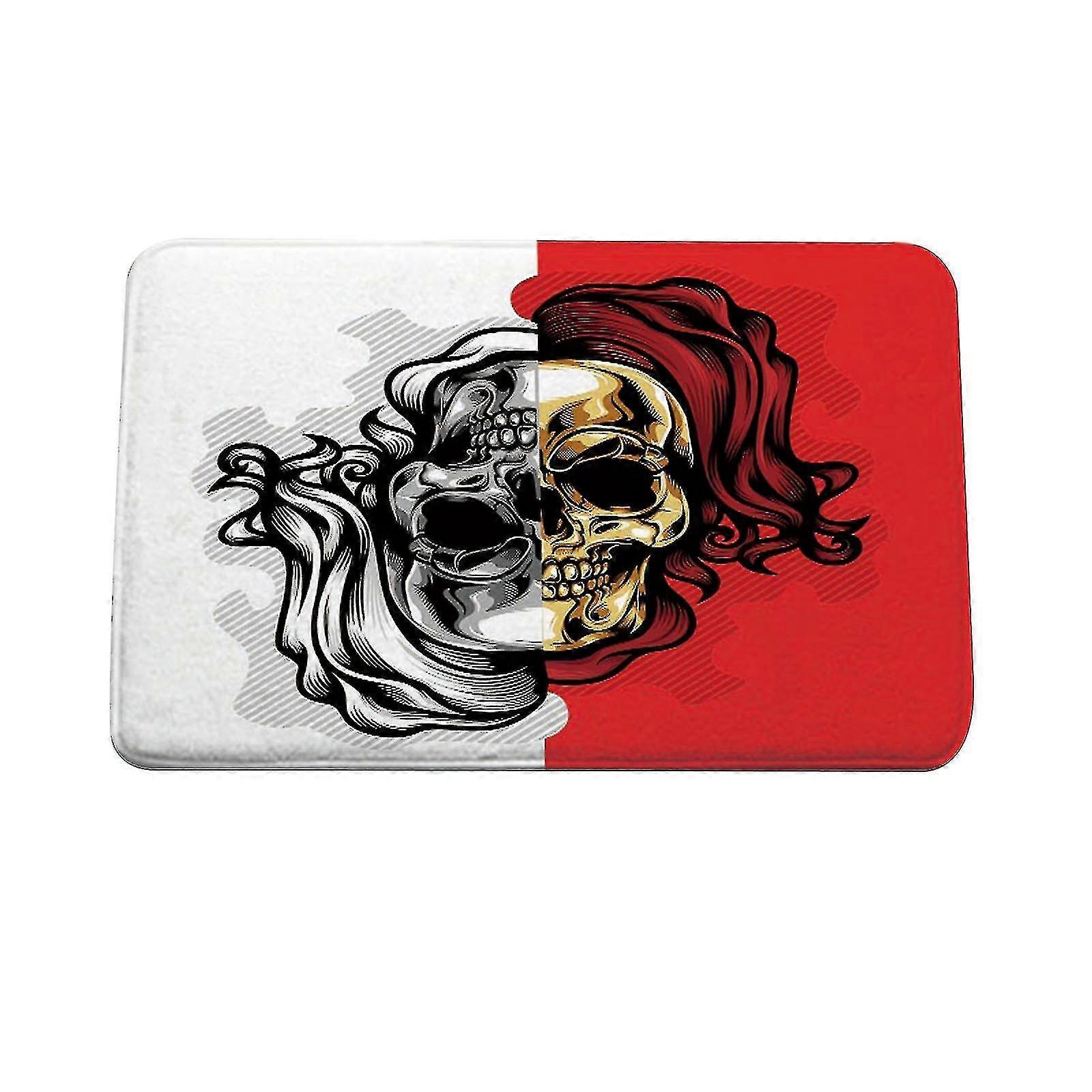 2024 Halloween Skull Flannel Printing Door Mat Bathroom Absorbent Non-slip Floor Mat