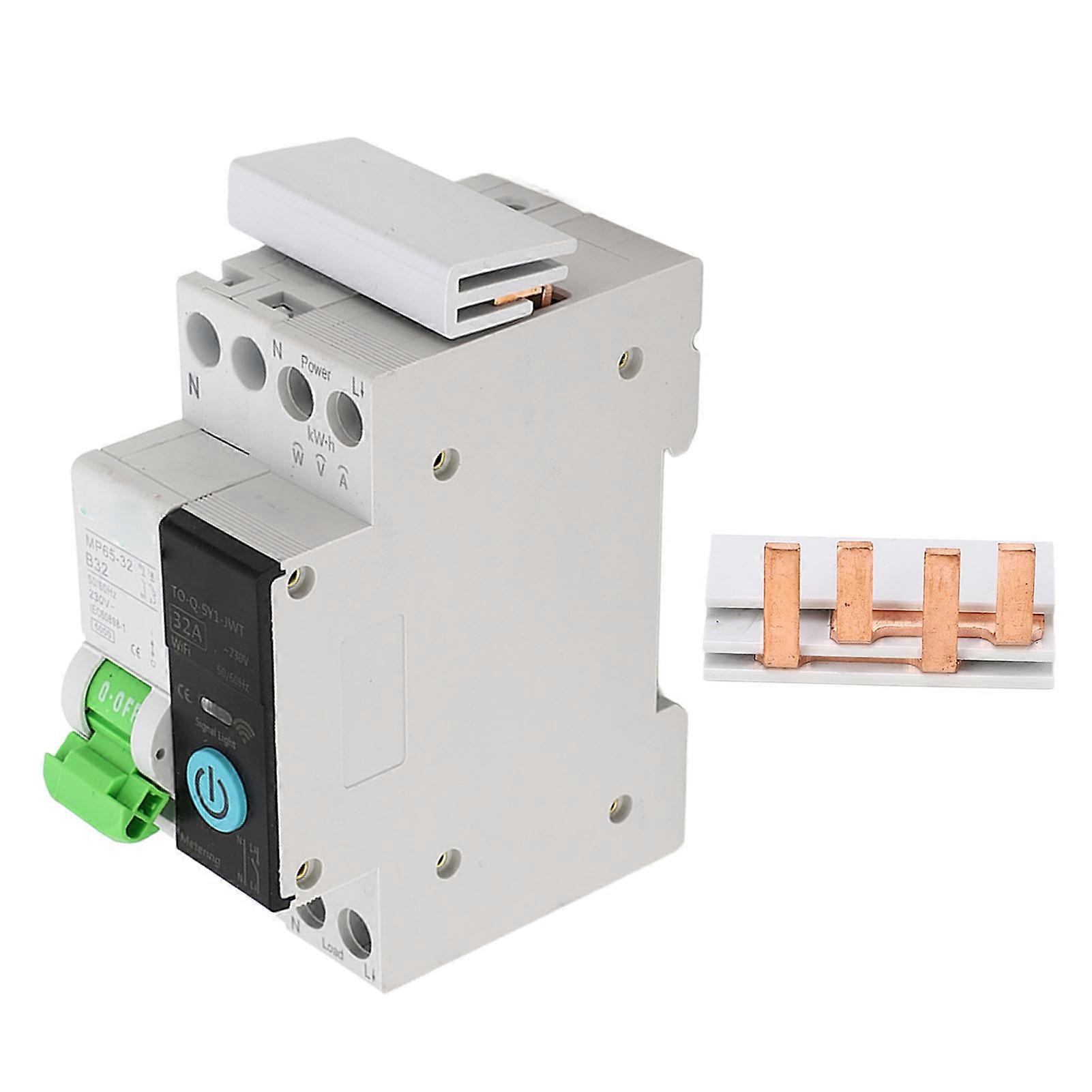 Smart WiFi Circuit Breaker with Metering Remote Control Breaker Leakage Protection Switch 230V 1P+N 32A NO.6283
