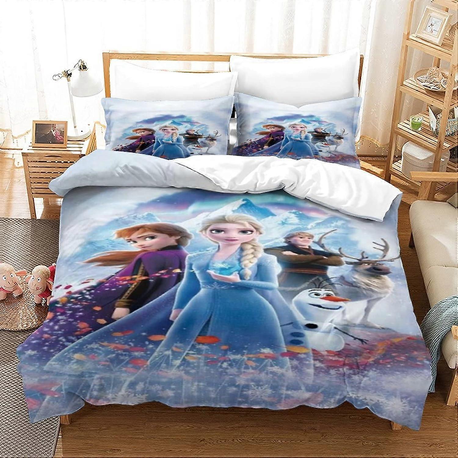 Frozen Duvet Cover Print Bedding for Girls Boys Teens Duvet Cover Elsa  Theme Bedroom Decor Pcs Single Bedding 135*200 CM