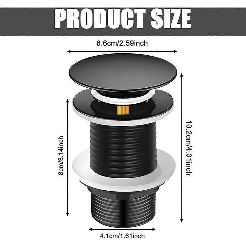 Black Sink Drain Without Overflow, Universal Black Pop Up Sink Drain, Drain Plug Without Overflow, Drain Plug Without Overflow, Automatic Pop Up Drain