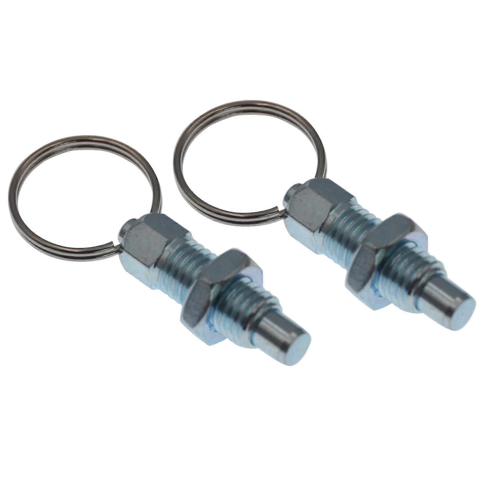 ARELENE 2PCS Carbon Steel Spring Indexing Plunger with Pull Ring M12 Flat M12X175X8mm