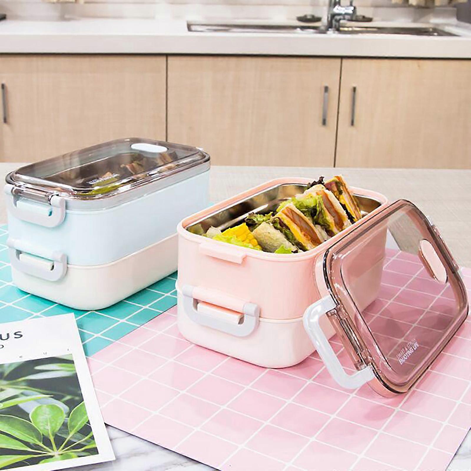 Microwave Lunch Box Japanese Wood Bento Box 2 Layer Container Storage New