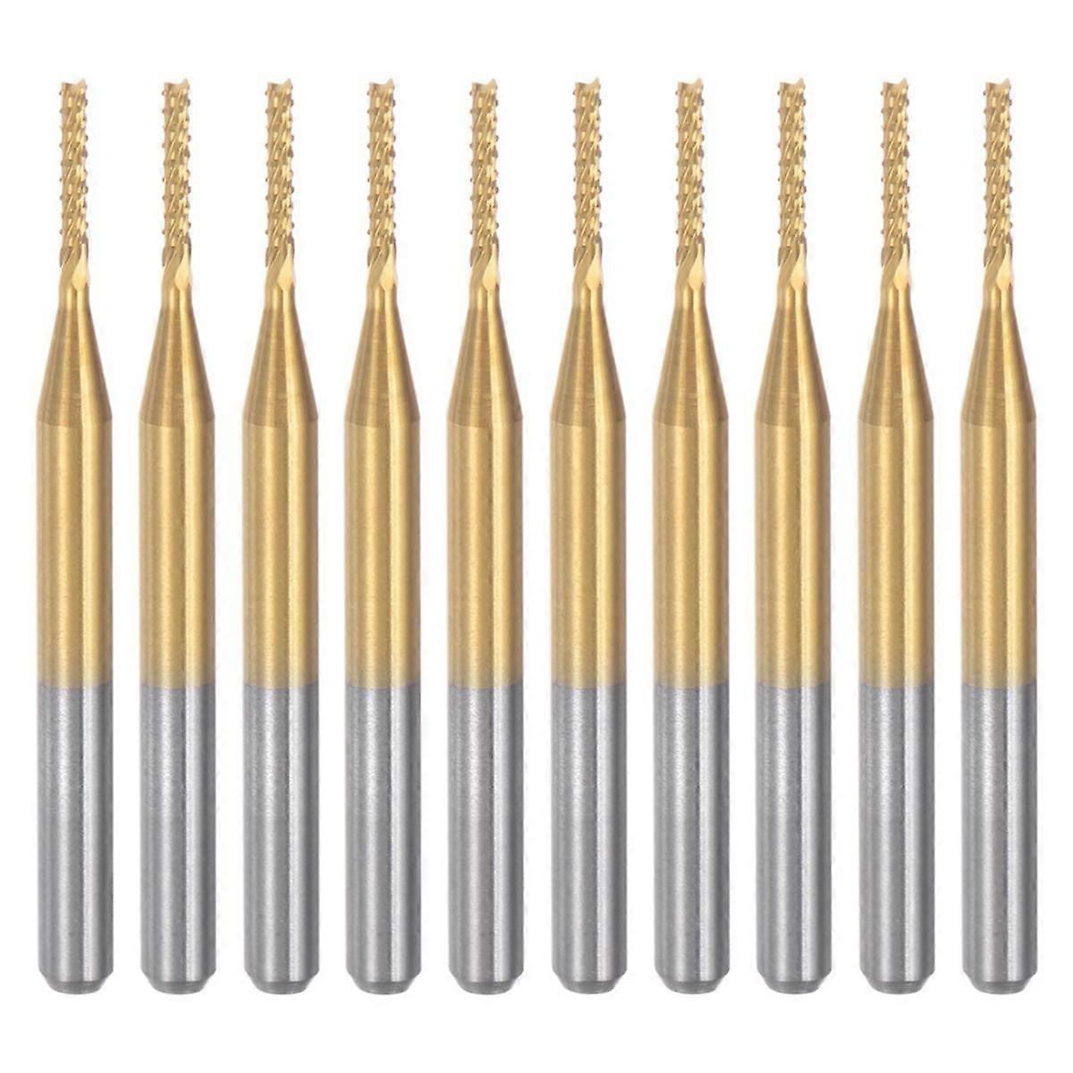 10PCS Titanium Coat Carbide End Mill Engraving Milling Cutter CNC Router Bits for PCB Machine, 1/8