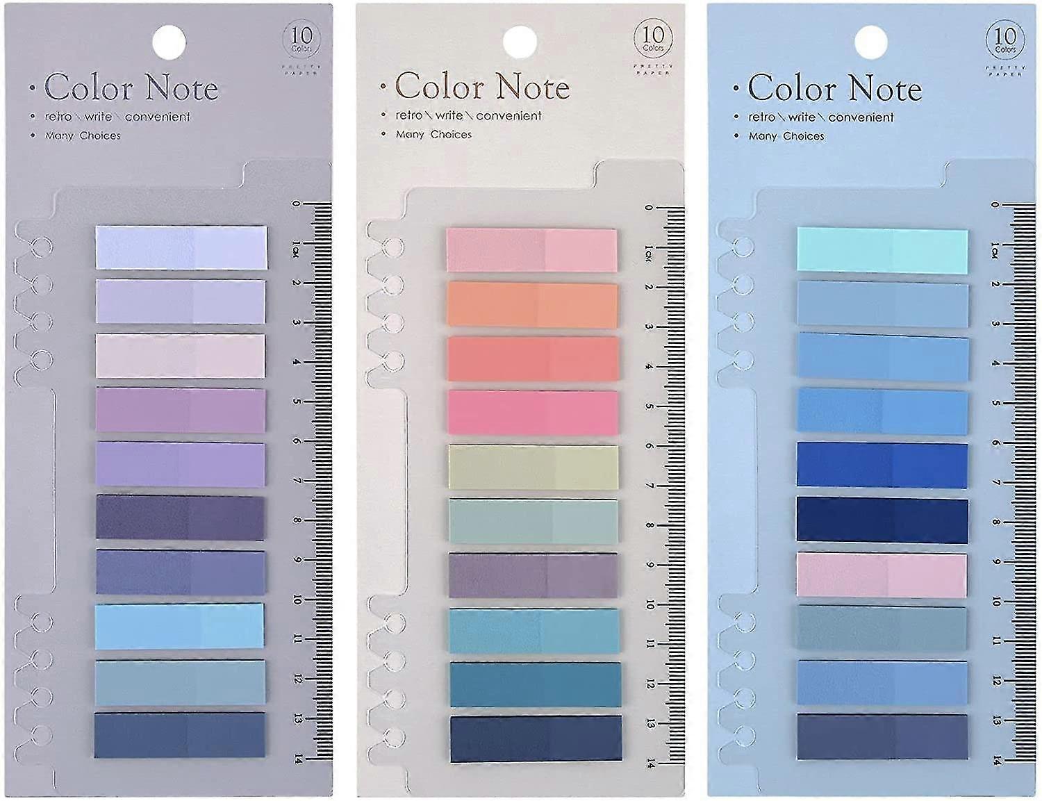 600 Pcs Sticky Index Tabs Sticky Notes Pastel Self-stick Note Pads With Rulers, Waterproof Page Markers Writable Colorful Sticky Notes For Page Markin