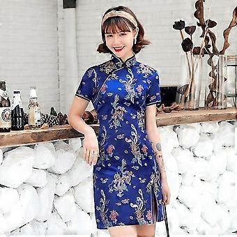 sachin and babi light blue dress Elegant Floral Mesh Qipao  Modern Chinese Slim Fit Dress with Stretch   IDREAMMART
