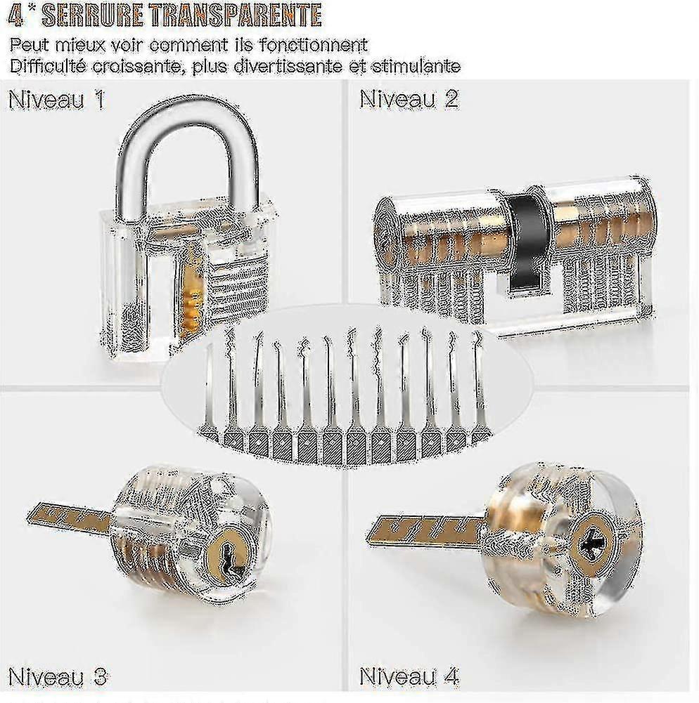 Lock Picking Kit, 25-piece Lock Picking Kit, Practice Tools With 3 Clear Locks_a