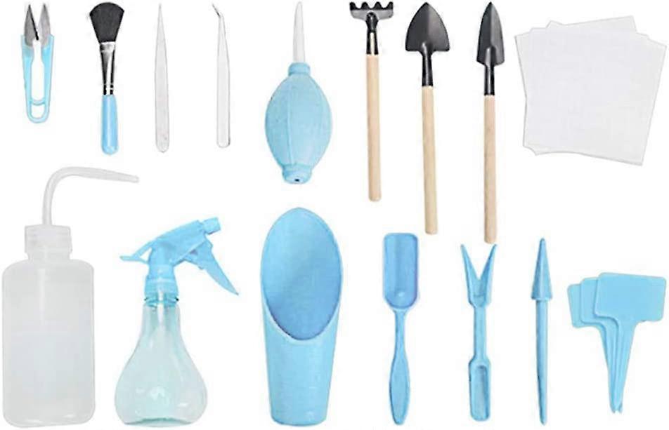 Mini Home Gardening Tool Set,Blue,16pcs