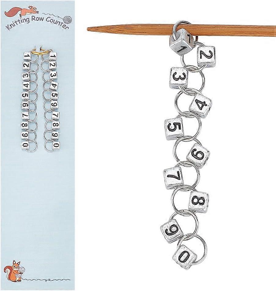 2 Pcs Cub with Number Acrylic Pendant Knitting Row Counter Chains Number Beads Acrylic Stitch Markers Row Counting Accessories for Knitting Crochet Tr