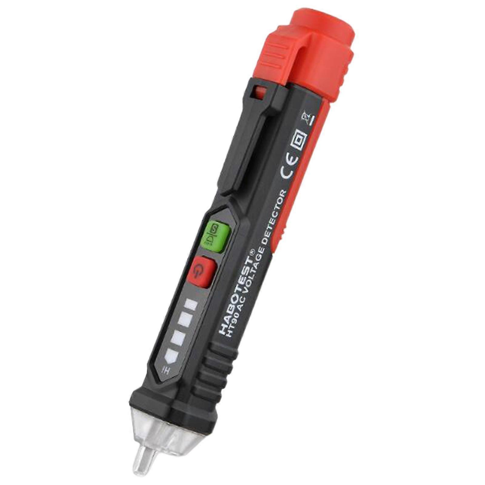 HT90 Non Contact Voltage Detector Buzzer Alarm LED Flashlight AC Sensor