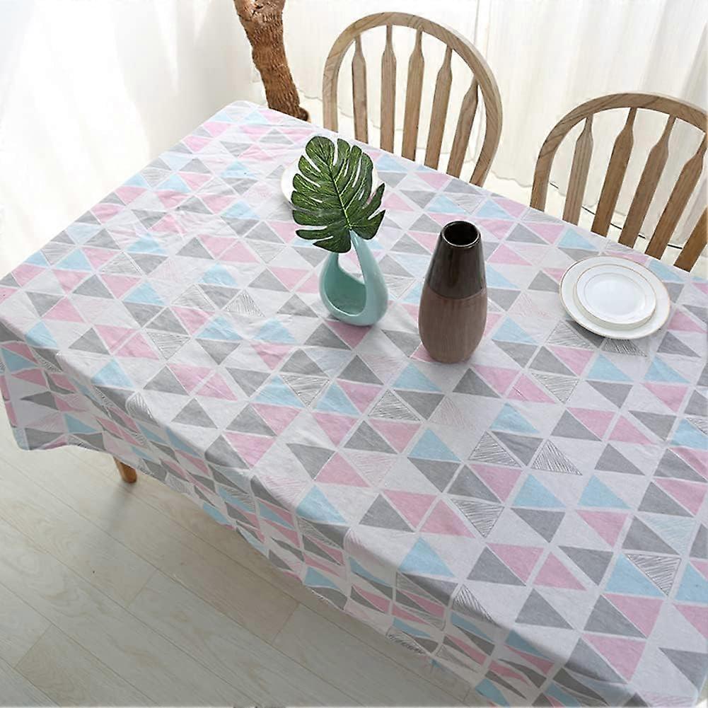 Colorful Geometric Tablecloth Rectangle Table Cover Cotton Linen Triangle Pattern Table Covers for Kitchen Dining Table Party Picnic (Colorful, 55"x79