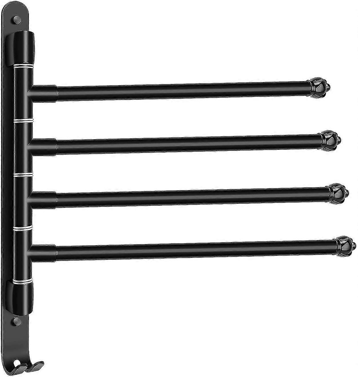 Swivel Towel Rack Swivel Wall Mounted Towel Rack With 4 Arms 180 Rotation Towel Bars With Hooks For Kitchen Balcony Bathroom