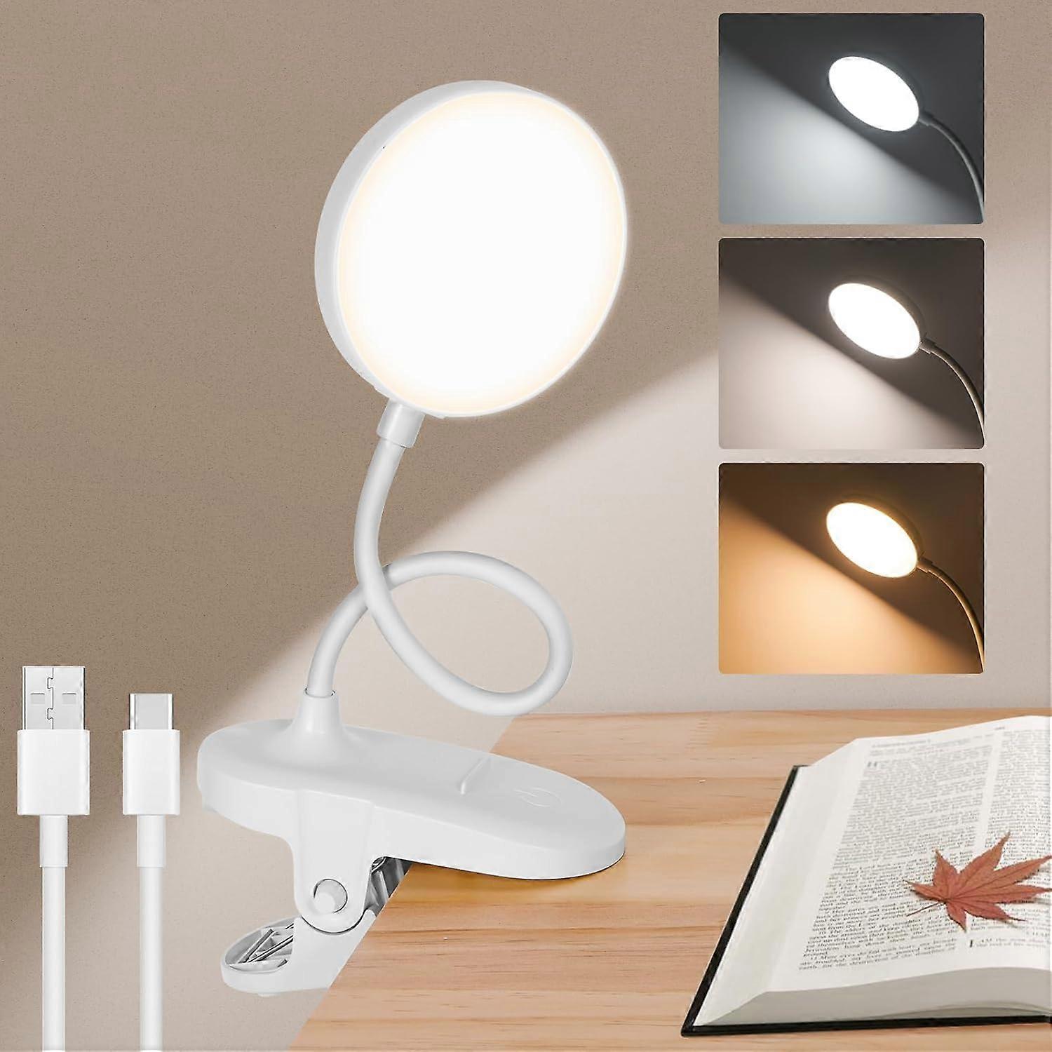 Reading Light, 3 Colors Light for Reading Books in Bed Adjustable Brightness Lamp Clamp Headboard Bed Reading Lamp Bed Clamp Headboard
