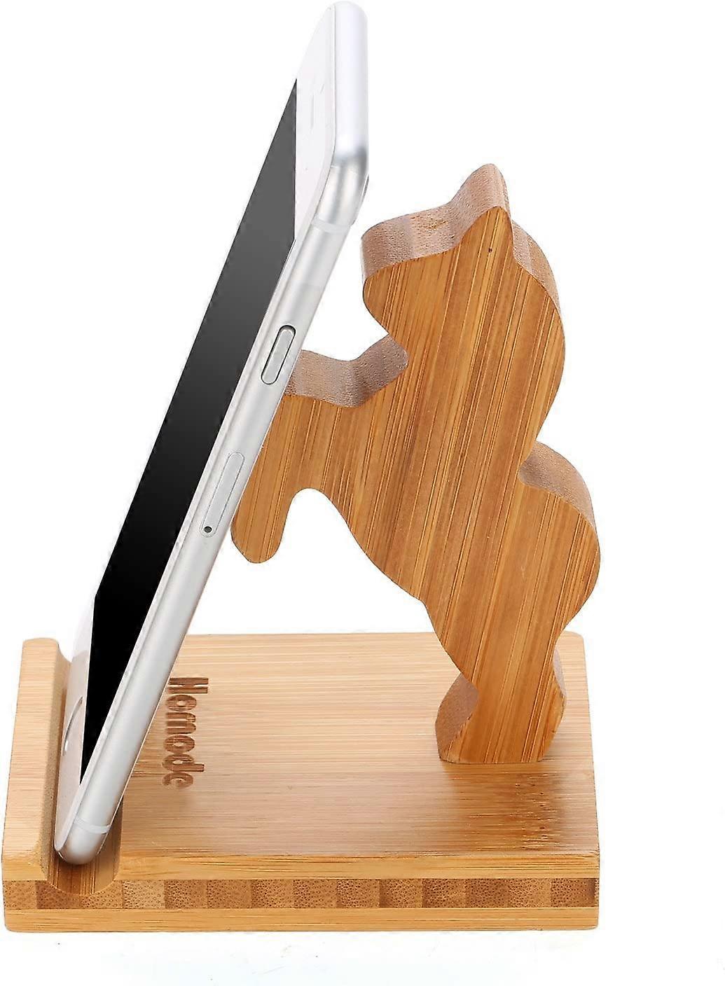 iPhone 11 Pro X Plus 8 7 6およびタブレット用の携帯電話スタンド、木製iPadスタンド、かわいい電話ホルダー、竹製デスクアクセサリー(馬)