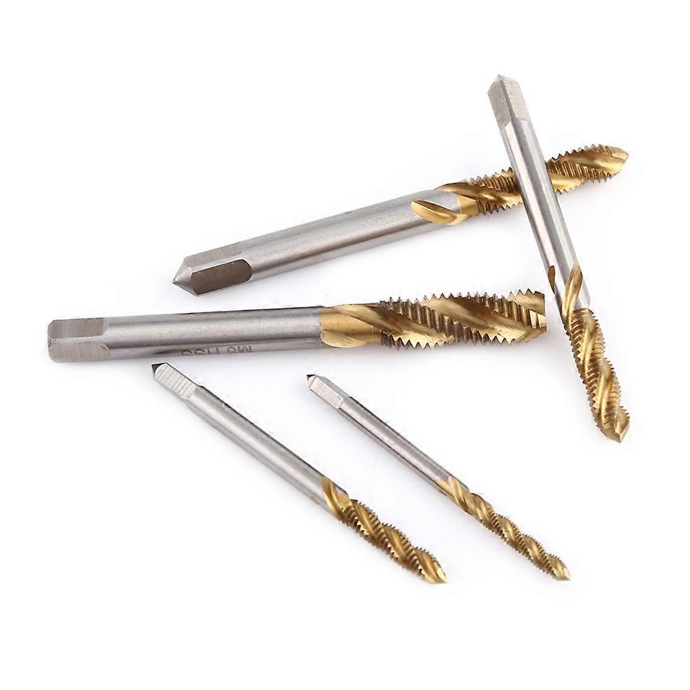 HSS Spiral Fluted Screw Taps - Titanium Coated - Thread Tapping Tool - 5pc/lot M3 M4 M5 M6 M8
