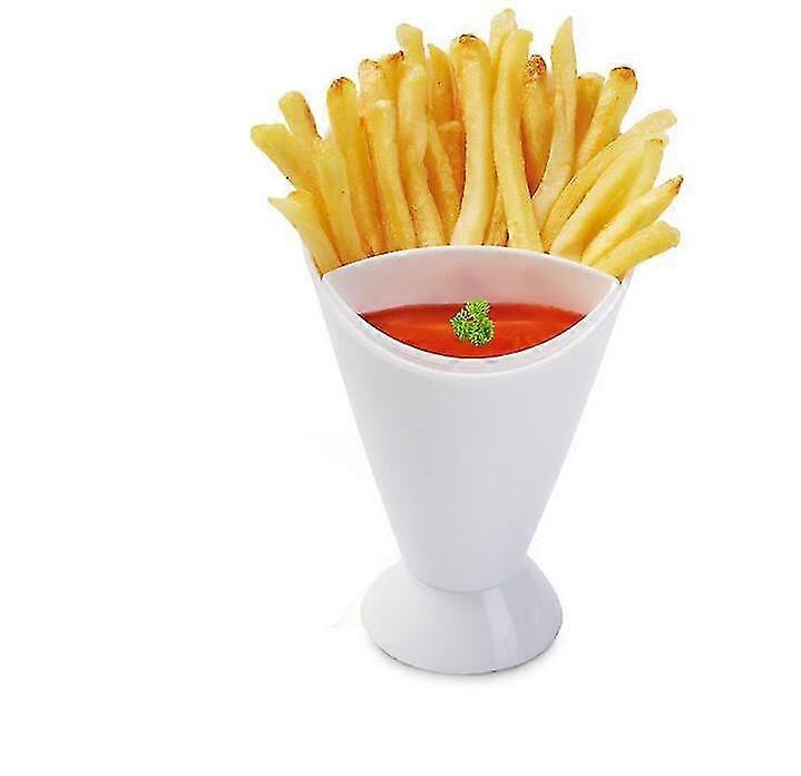 Kitchen Serving Tool Snack Cone Stand Dip Holder For Chips Finger Food Sauce White Fries Dip And Con