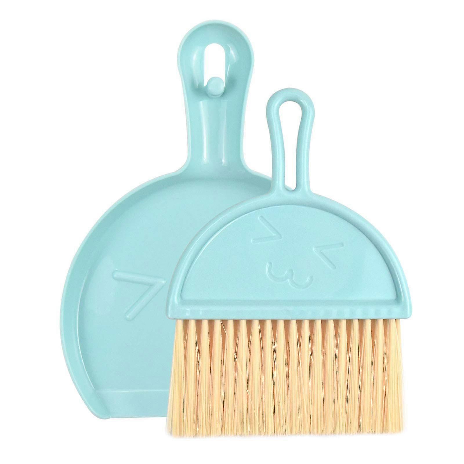 Mini Plastic Dustpan And Broom, Mini Dustpan And Brush Set, Small Broom Desk Cleaning Tool, Small Multi-function Sweeping Broom For Kids Adults (blue)