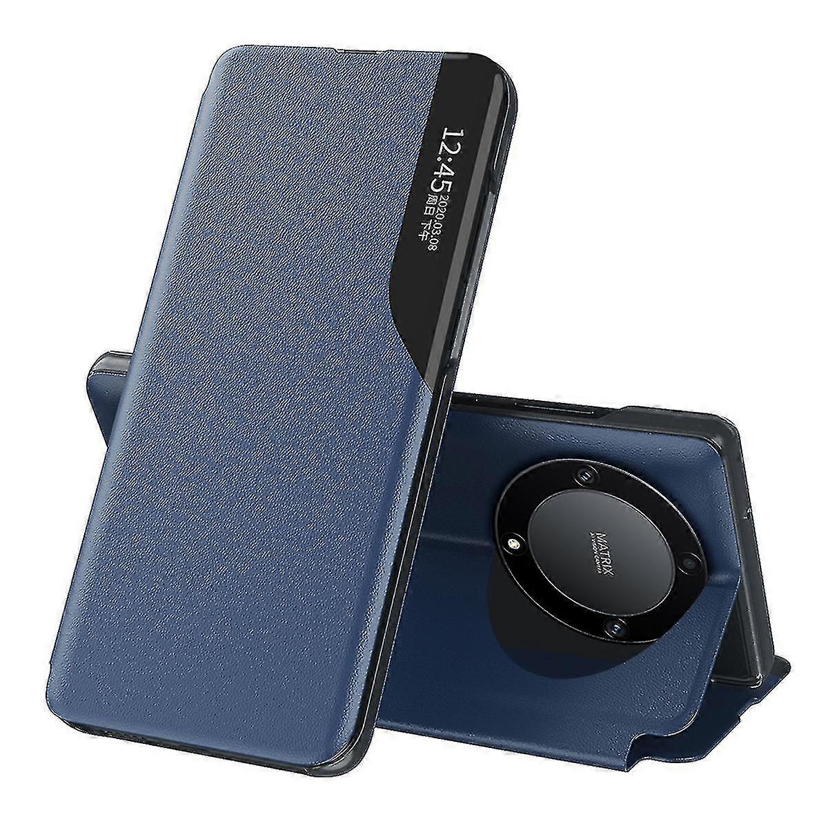 For Honor X9a 5g / Magic 5 Lite 5g Pu Leather Shell Side View Window Stand Case Phone Cover